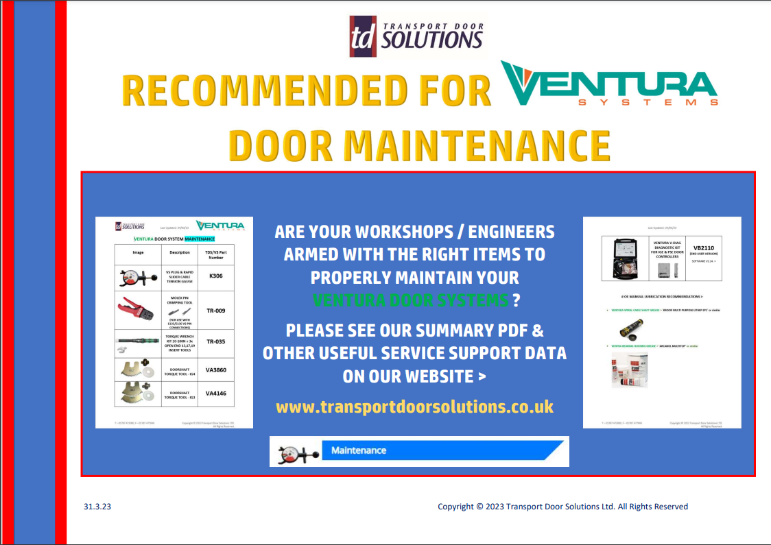 Ventura Door Maintenance Parts PDF Now Available
